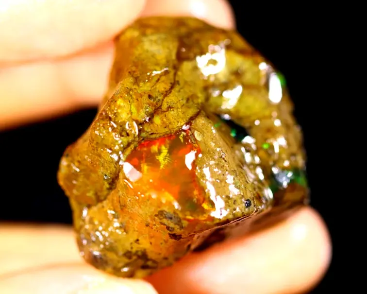 Ruwe Ethiopian Welo - Crystal Opaal - "Magma's Rise" - (31 x 30 x 17 mm - 89 carats) - POC-0514