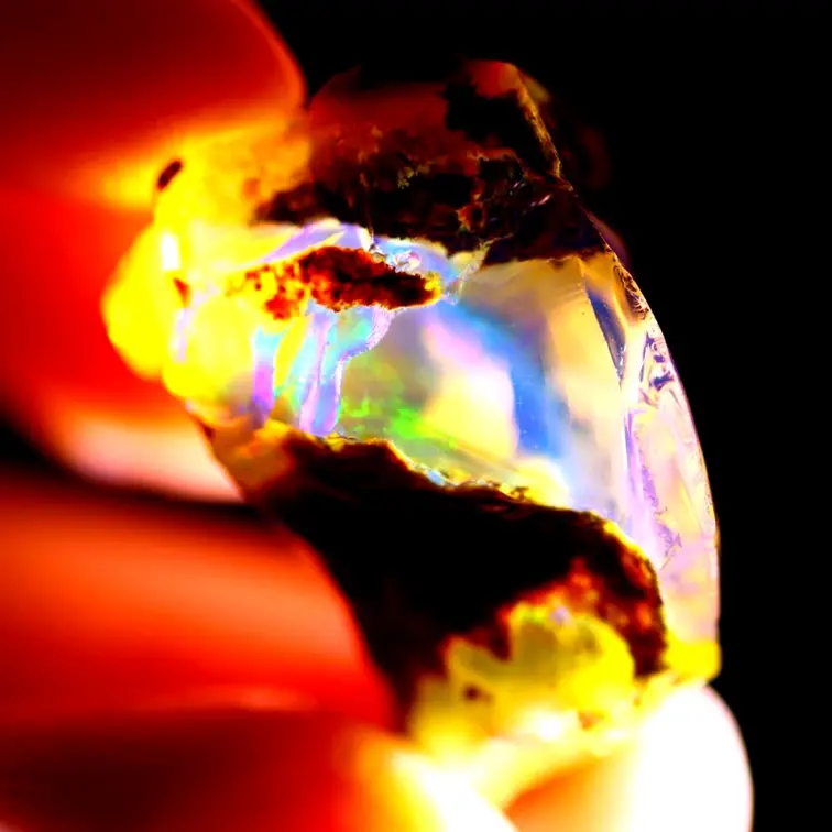 Rough Ethiopian Welo - Crystal Opal - "Solar Flare" - (25 x 18 x 16 mm - 34 carats) - POC-0556