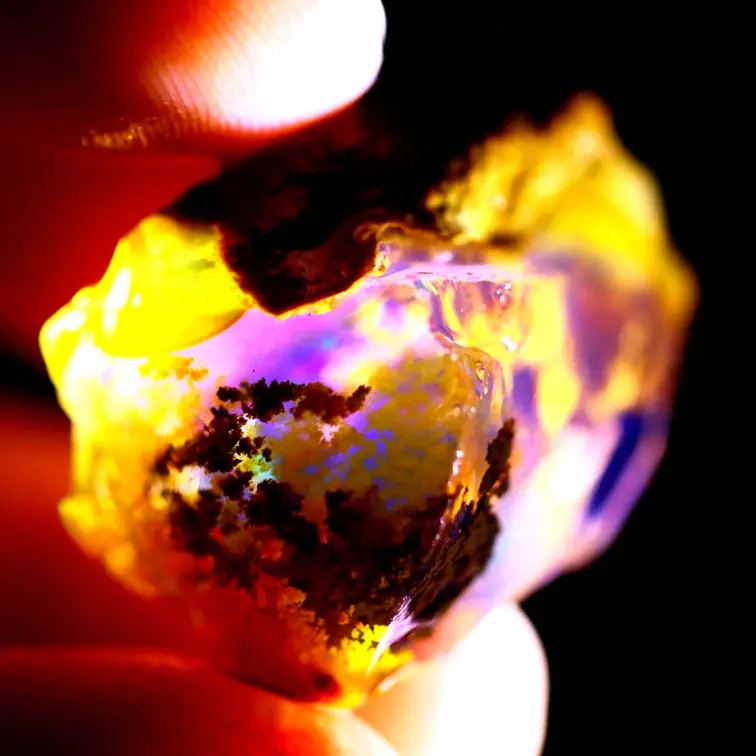 Welo etiope grezzo - Opale di cristallo - "Solar Flare" - (25 x 18 x 16 mm - 34 carati) - POC-0556
