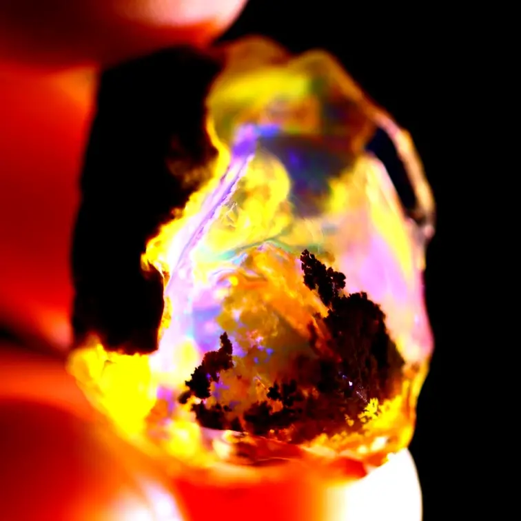 Äthiopischer Welo - Kristallopal - "Solar Flare" - (25 x 18 x 16 mm - 34 Karat) - POC-0556
