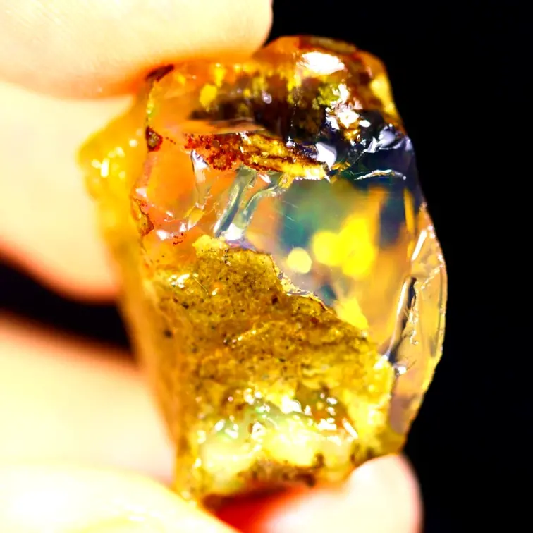 Rough Ethiopian Welo - Crystal Opal - "Solar Flare" - (25 x 18 x 16 mm - 34 carats) - POC-0556