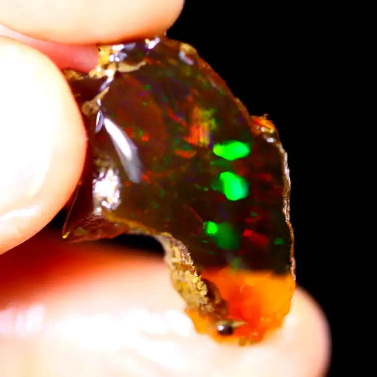 Welo éthiopien brut - Opale cristalline - "Spotted Past" - (27 x 18 x 4 mm - 9 carats) - POC-0557