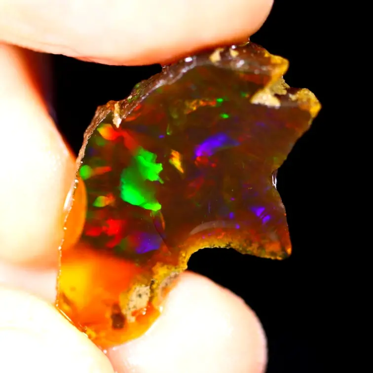 Welo éthiopien brut - Opale cristalline - "Spotted Past" - (27 x 18 x 4 mm - 9 carats) - POC-0557