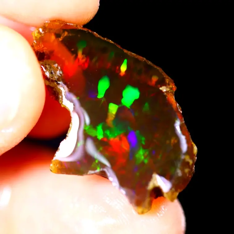 Welo etiope grezzo - Opale di cristallo - "Spotted Past" - (27 x 18 x 4 mm - 9 carati) - POC-0557