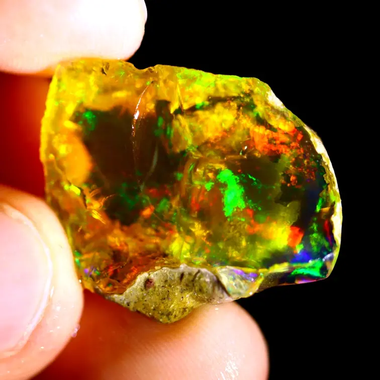 Ruwe Äthiopischer Welo - Kristall Opaal - "Growing Sun" - (23 x 19 x 6 mm - 14 Karat) - POC-0559