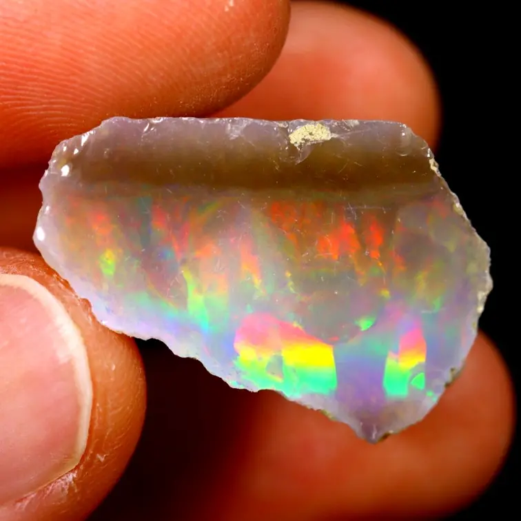 Ruwe Ethiopische Welo Opaal - "Inverted Rainbow" - (26 x 17 x 12 mm - 18 karaat) - POC-0585