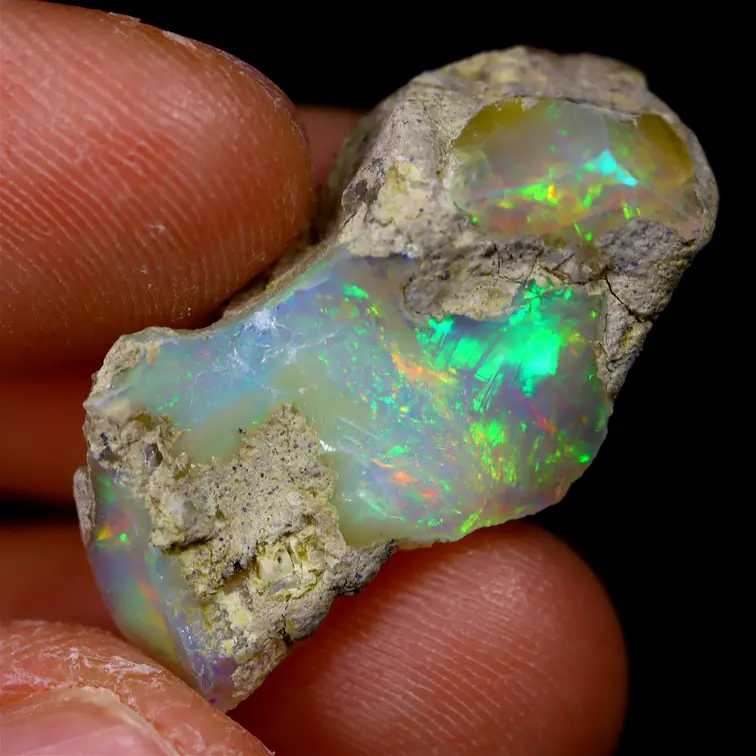 Äthiopischer Welo-Opal in Rohform - "Dimensionswirbel" - (26 x 12 x 9 mm - 13 Karat) - POC-0593