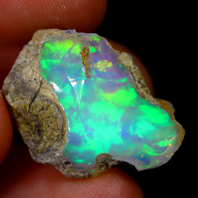 Äthiopischer Welo-Opal in Rohform - "Buntes Leben" - (23 x 16 x 7 mm - 12 Karat) - POC-0594