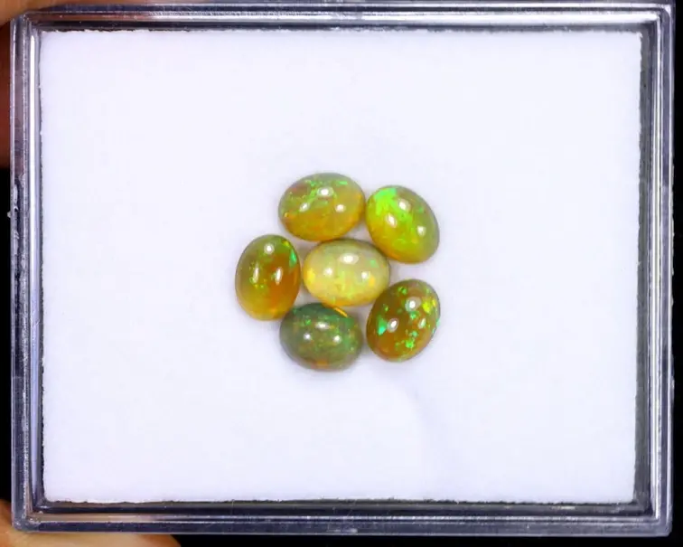 Set of 6 Ethiopian Welo - Smoked Opals "Aztek Currency" - (7.6x5.9x2.9 mm - 5.08 carats) - POC-0595
