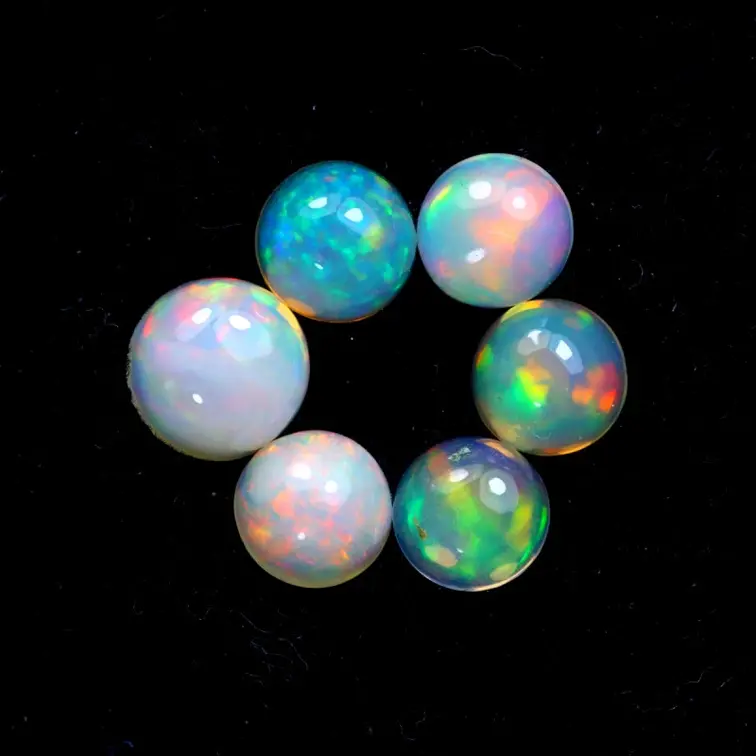 Set of Ethiopian Welo Opals - "Universes of Colour" - (6x4 mm - 4.35 carats) - POC-0597