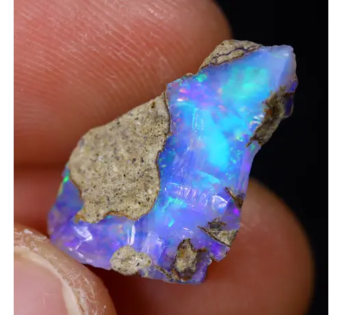 Rough Ethiopian Welo Opal - ‘Moonlit Ocean’ - (20 x 12 x 4 mm - 4 carats) - POC-0608