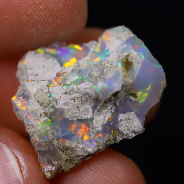 Äthiopischer Welo-Opal in Rohform - „Farbiger Meteor“ - (18 x 15 x 8 mm - 7 Karat) - POC-0609