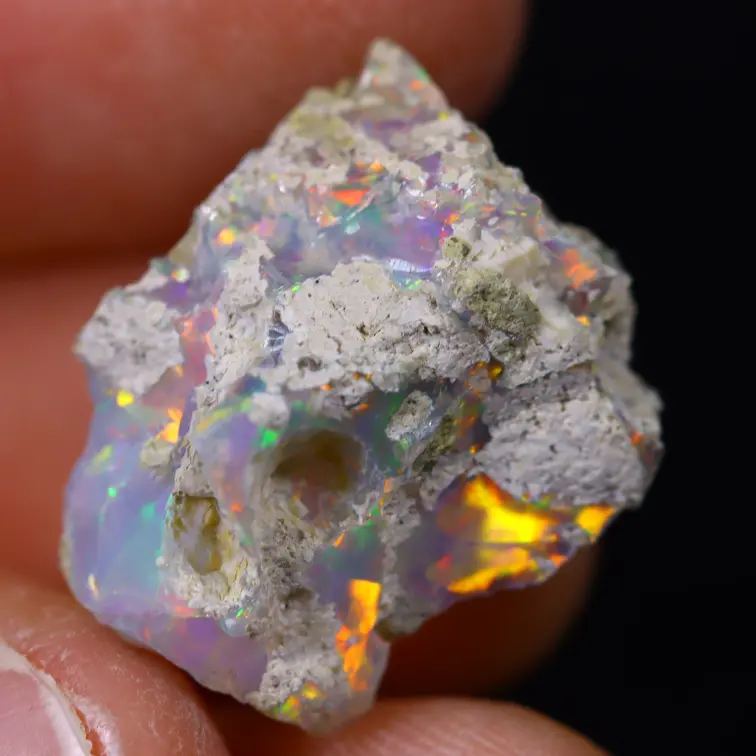 Äthiopischer Welo-Opal in Rohform - „Farbiger Meteor“ - (18 x 15 x 8 mm - 7 Karat) - POC-0609