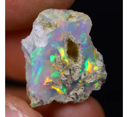 Ruwe Ethiopische Welo Opaal - "Coloured Meteor" - (18 x 15 x 8 mm - 7 karaat) - POC-0609