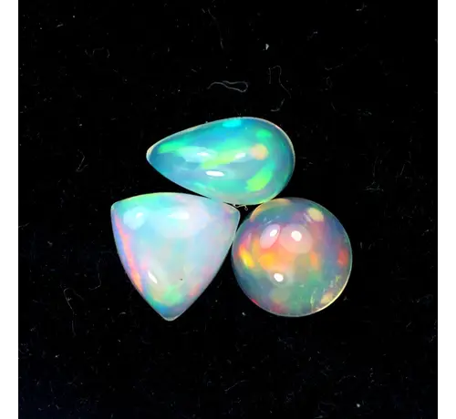 Satz äthiopischer Welo-Opale - „Elemental Trifecta“ - (6,5x4 mm - 2,47 Karat) - POC-0641