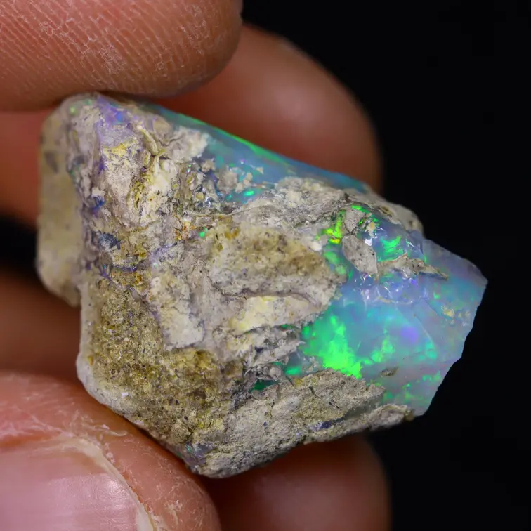 Rough Ethiopian Welo Opal - ‘Moonlit Ocean" - (24 x 16 x 15 mm - 20 carats) - POC-0652