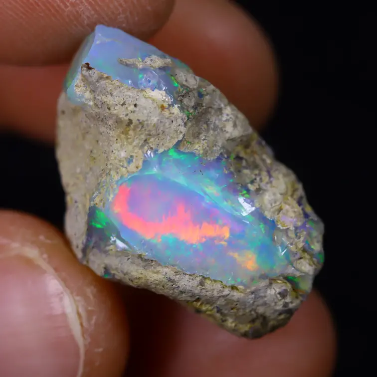 Rough Ethiopian Welo Opal - ‘Moonlit Ocean" - (24 x 16 x 15 mm - 20 carats) - POC-0652