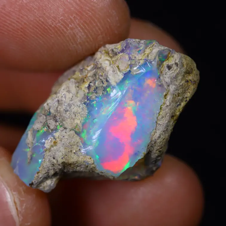 Äthiopischer Welo-Opal im Rohzustand - " Moonlit Ocean" - (24 x 16 x 15 mm - 20 Karat) - POC-0652