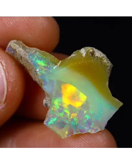 Opale Welo etiope grezzo - "Inverted Rainbow" - (25 x 18 x 5 mm - 7 carati) - POC-0660