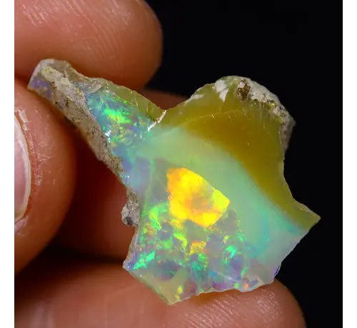 Opale Welo d'Éthiopie brute - "Inverted Rainbow" - (25 x 18 x 5 mm - 7 carats) - POC-0660