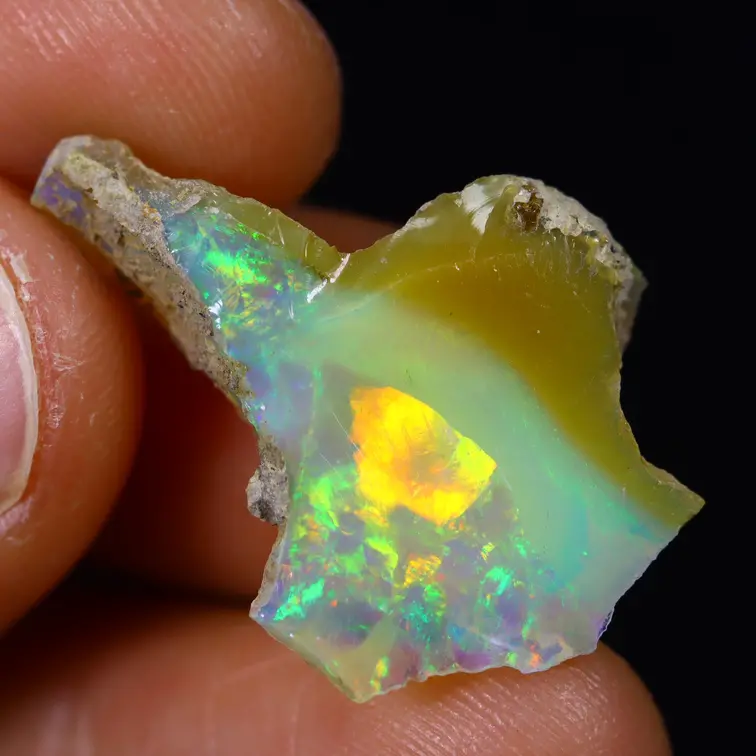 Ruwe Ethiopische Welo Opaal - "Inverted Rainbow" - (25 x 18 x 5 mm - 7 karaat) - POC-0660