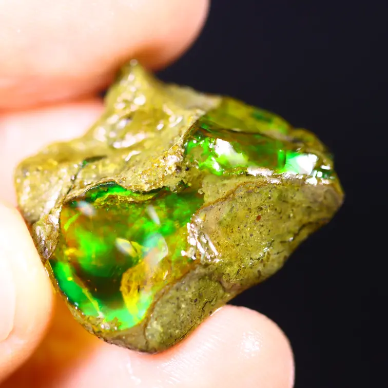 Welo etiope grezzo - Opale di cristallo - “Gemma della foresta” - (26 x 22 x 9 mm - 22 carati) - POC-0677