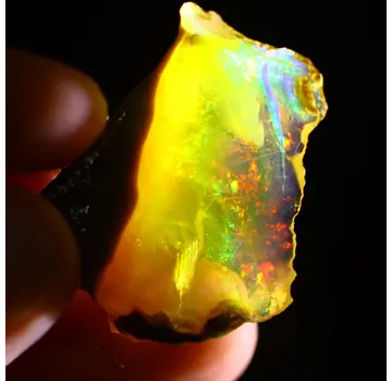 Ruwe Ethiopische Welo - Kristal Opaal - "Solar Spectacle" - (32 x 26 x 6 mm - 22 karaat) - POC-0679