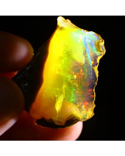 Welo Etíope en bruto - Ópalo Cristal - «Espectáculo Solar» - (32 x 26 x 6 mm - 22 quilates) - POC-0679