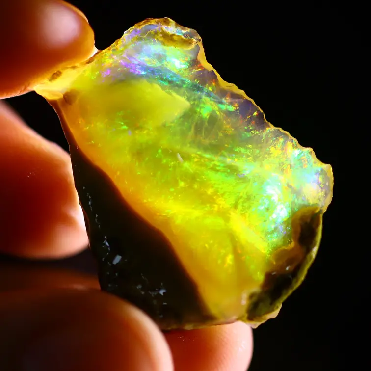 Welo Etíope en bruto - Ópalo Cristal - «Espectáculo Solar» - (32 x 26 x 6 mm - 22 quilates) - POC-0679