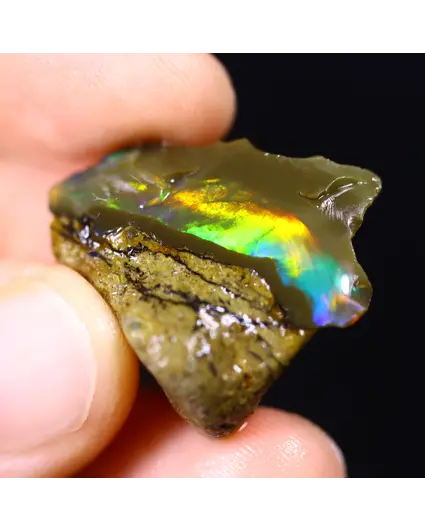 Welo etiope grezzo - Opale di cristallo - “Neon Bow” - (25 x 22 x 12 mm - 20 carati) - POC-0680