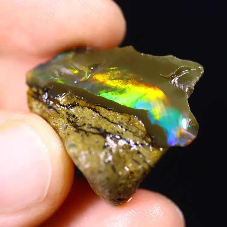 Welo etiope grezzo - Opale di cristallo - “Neon Bow” - (25 x 22 x 12 mm - 20 carati) - POC-0680