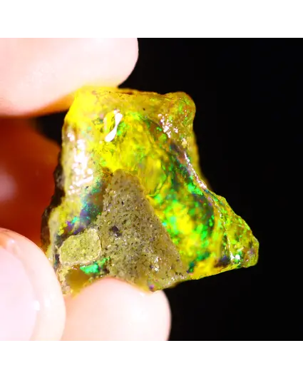 Welo éthiopien brut - Opale cristalline - « Spreading Wildfire » - (21 x 20 x 7 mm - 15 carats) - POC-0686