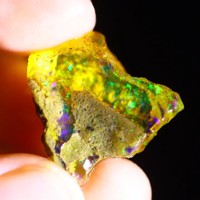 Welo etiope grezzo - Opale di cristallo - “Spreading Wildfire” - (21 x 20 x 7 mm - 15 carati) - POC-0686