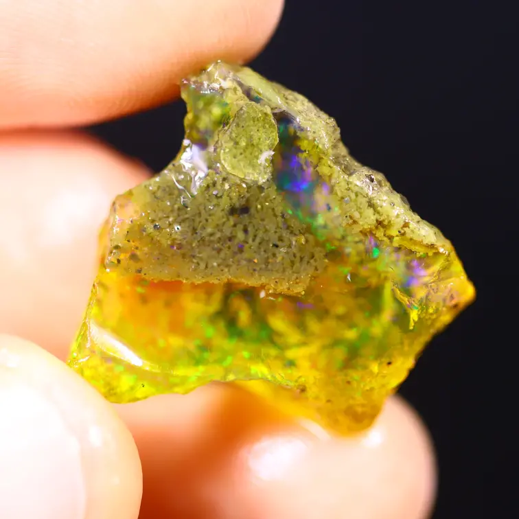 Welo etiope grezzo - Opale di cristallo - “Spreading Wildfire” - (21 x 20 x 7 mm - 15 carati) - POC-0686