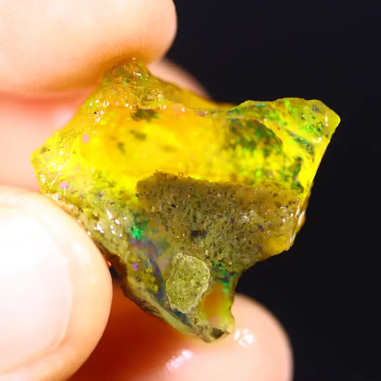 Welo etiope grezzo - Opale di cristallo - “Spreading Wildfire” - (21 x 20 x 7 mm - 15 carati) - POC-0686