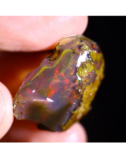 Äthiopischer Welo - Kristallopal - „Dunkelste Annäherung“ - (25 x 17 x 6 mm - 12 Karat) - POC-0689