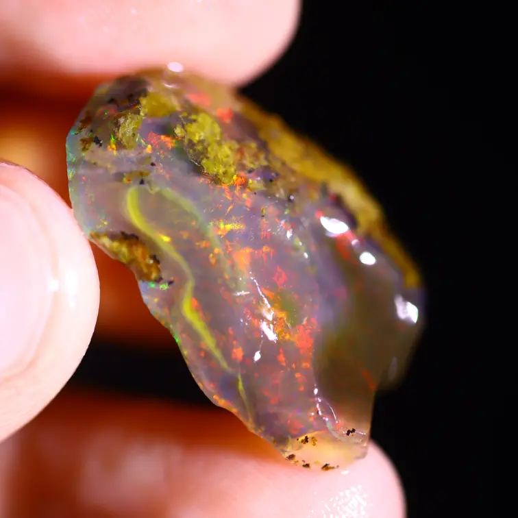 Welo Etíope en bruto - Ópalo Cristal - «Darkest Approach» - (25 x 17 x 6 mm - 12 quilates) - POC-0689