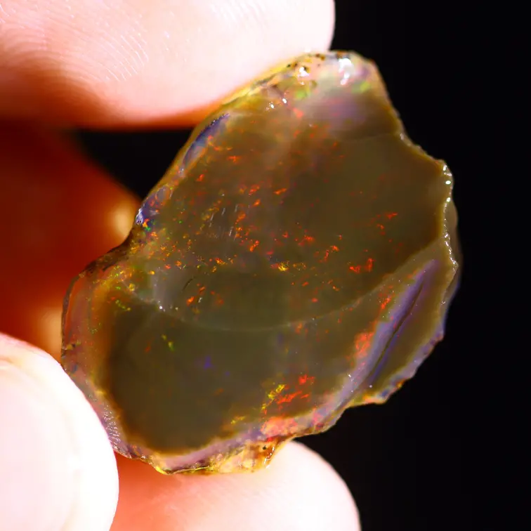 Welo etiope grezzo - Opale di cristallo - “Approccio più scuro” - (25 x 17 x 6 mm - 12 carati) - POC-0689