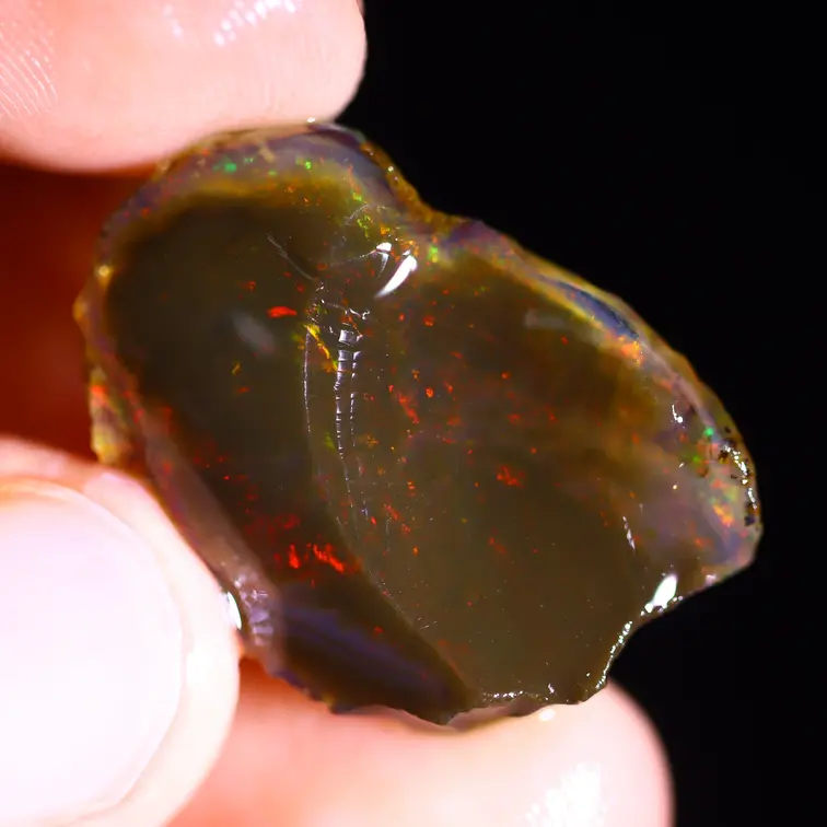 Welo Etíope en bruto - Ópalo Cristal - «Darkest Approach» - (25 x 17 x 6 mm - 12 quilates) - POC-0689