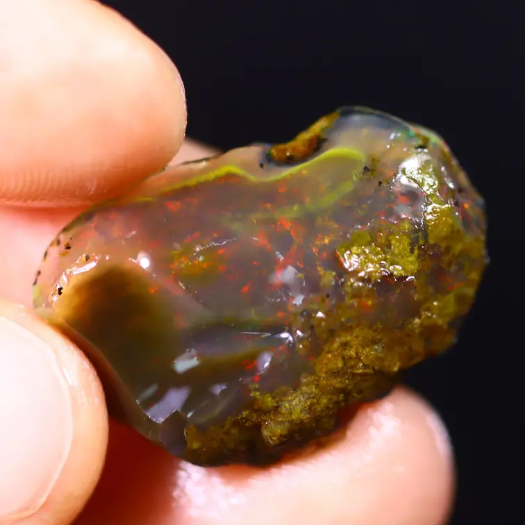 Welo Etíope en bruto - Ópalo Cristal - «Darkest Approach» - (25 x 17 x 6 mm - 12 quilates) - POC-0689