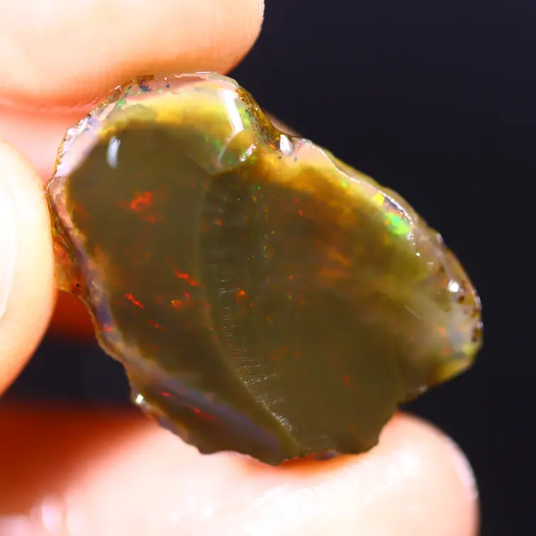 Welo etiope grezzo - Opale di cristallo - “Approccio più scuro” - (25 x 17 x 6 mm - 12 carati) - POC-0689