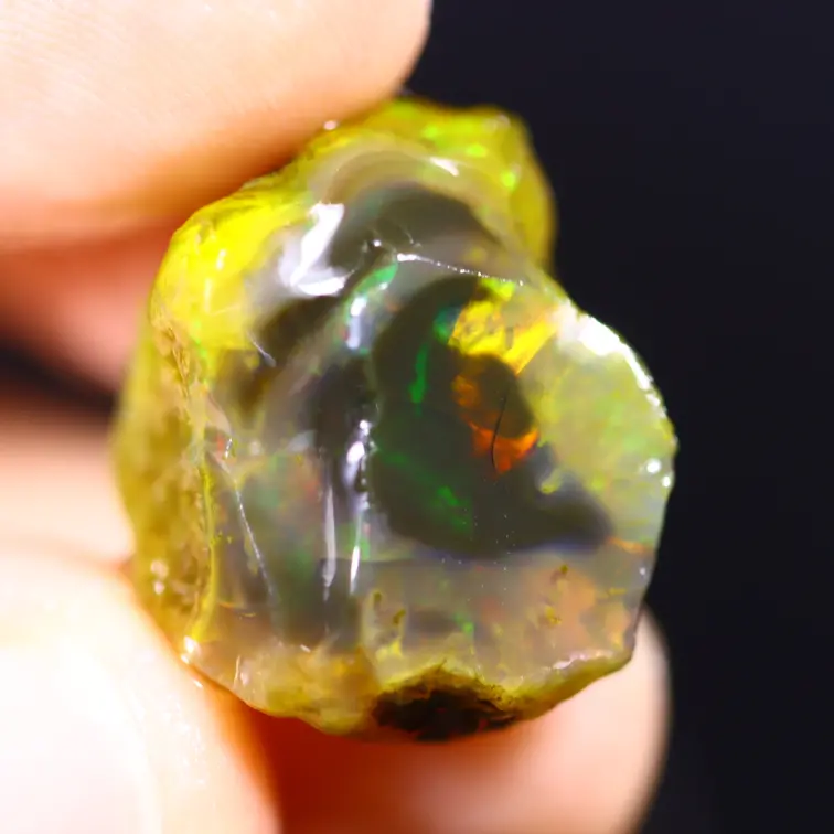 Welo etiope grezzo - Opale di cristallo - “Sun Tear" - (21 x 19 x 12 mm - 22 carati) - POC-0728