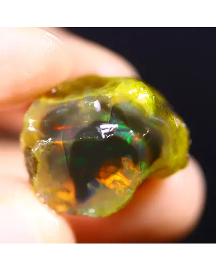 Welo etiope grezzo - Opale di cristallo - “Sun Tear” - (21 x 19 x 12 mm - 22 carati) - POC-0728