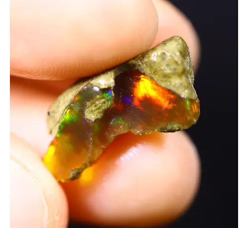 Ruwe Ethiopian Welo - Ópalo cristalino - «Lava atrapada» - (19 x 8 x 8 mm - 5 quilates) - POC-0730