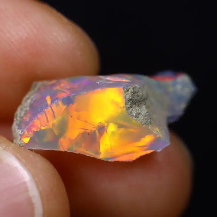 Äthiopischer Welo-Opal in Rohform - „Feurige Überzeugung“ - (19 x 10 x 6 mm - 4,2 Karat) - POC-0732