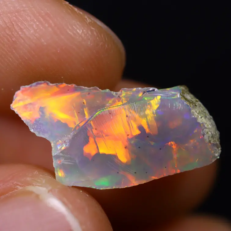 Äthiopischer Welo-Opal in Rohform - „Feurige Überzeugung“ - (19 x 10 x 6 mm - 4,2 Karat) - POC-0732