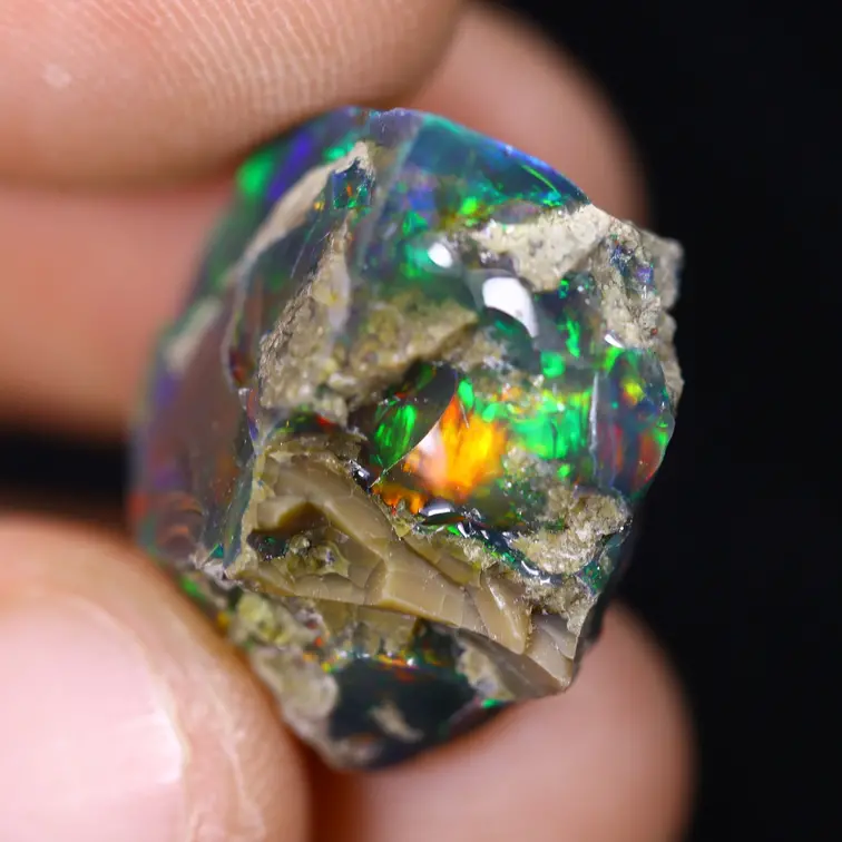 Ethiopische Welo - Gerookte Opaal "Royalty Button" - (18 x 17 x 11 mm - 17.59 karaat) - POC-0887