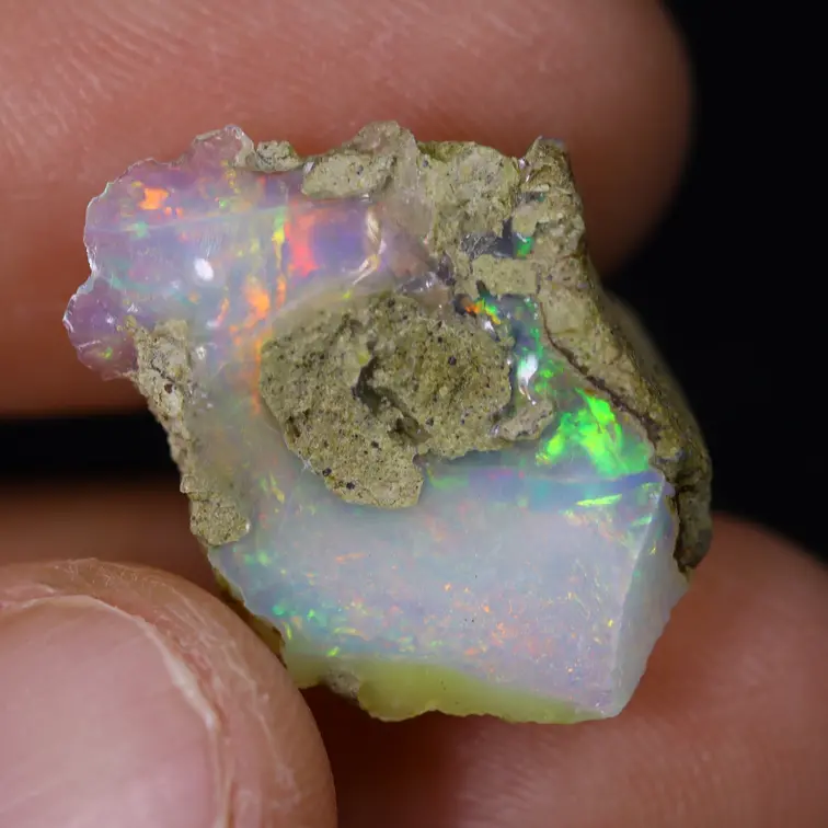 Raw Ethiopian Welo opal - ‘World Map" - (16 x 14 x 9 mm - 7,9 carats) - POC-0894