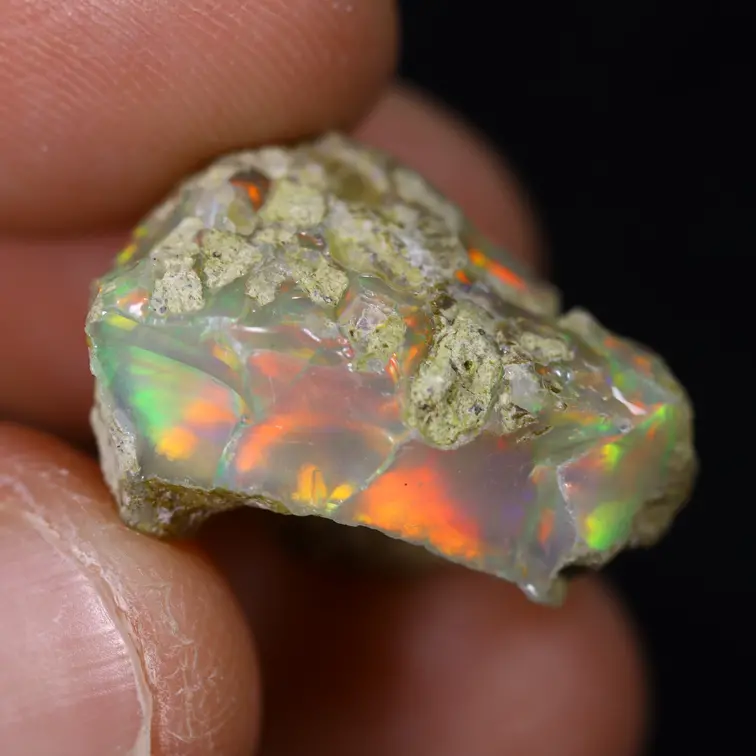 Rohes äthiopisches Welo-Opal – „Lava Spike" - (16,6 x 15,6 x 12 mm - 14 Karat) – POC-0901