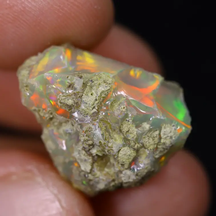 Rohes äthiopisches Welo-Opal – „Lava Spike" - (16,6 x 15,6 x 12 mm - 14 Karat) – POC-0901